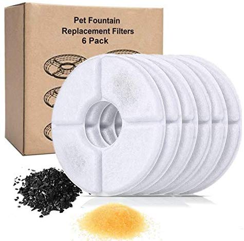 Nado Care Replacement Filters for Cat Water Fountain - Coconut Activated Carbon - Genuine Cat Flower Fountain Filters, Pack of 6