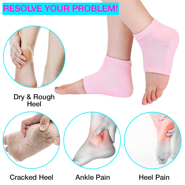 Use of silicone socks or silicone heel for treating cracked heels