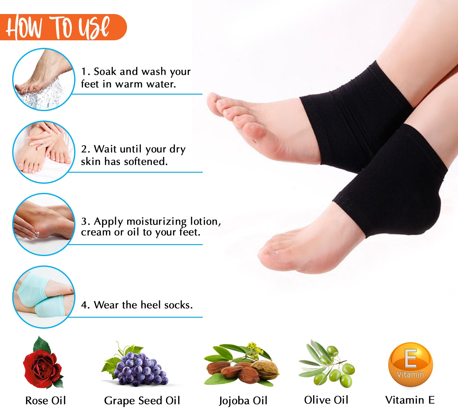 Moisturizing Heel Gel Socks - Heal Dry Cracked Dead Skin Foot Care Softener  Pedicure Spa Sock Set | 4 Pairs Soft Silicone Lotion Ankle Sleeves to  Repair Eczema Callus Rough Pain Relief